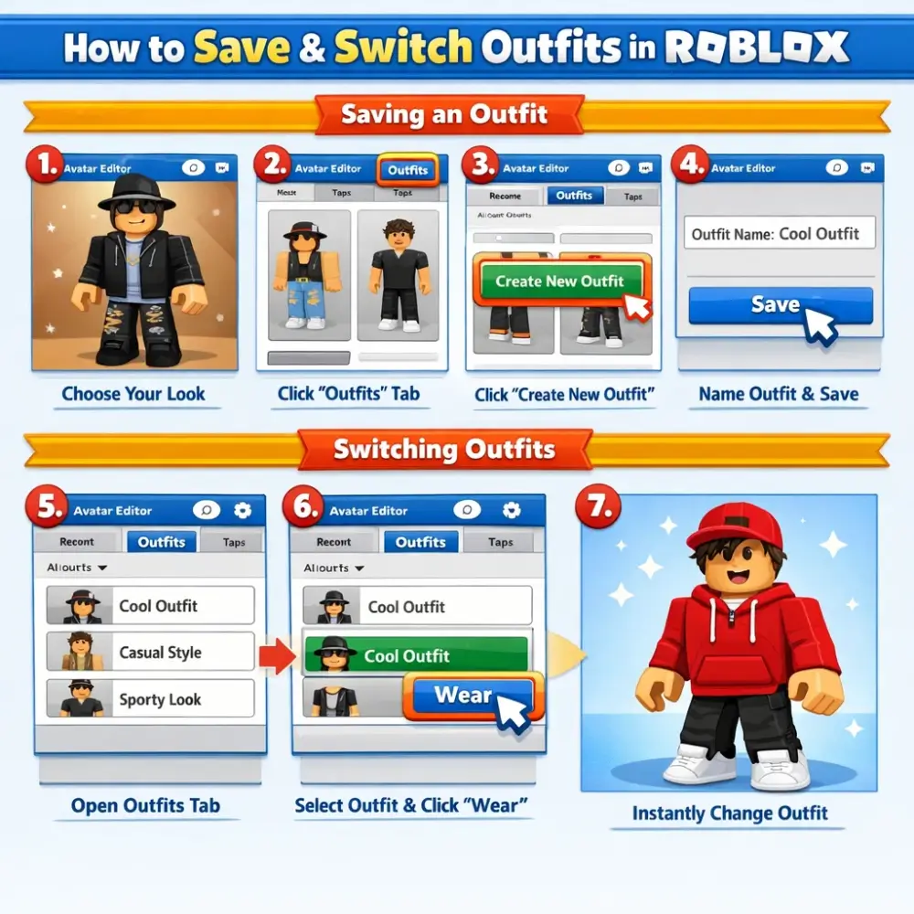 How to Save & Switch Outfits in Roblox